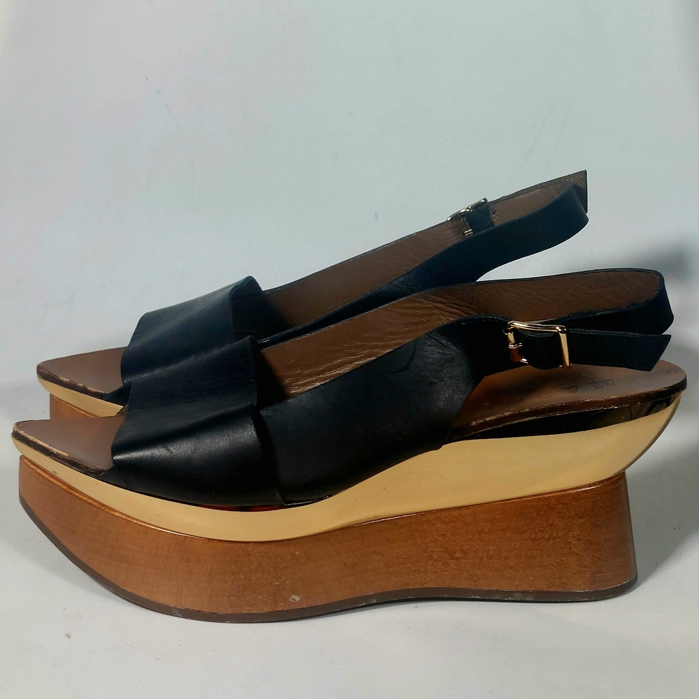 Marni Black and Gold Platform Wedges, EU40, EUC